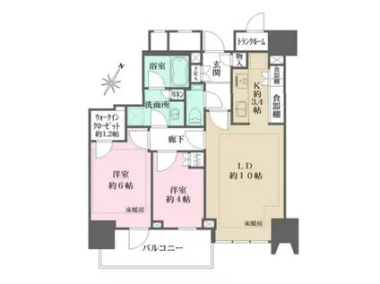 ザ・パークハウス高輪タワー(2LDK/9階)の間取り写真