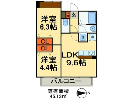 MA-SAKURA II(2LDK/5階)の間取り写真