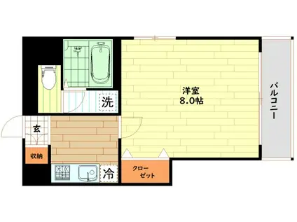 コンティニュー千代崎(1K/3階)の間取り写真
