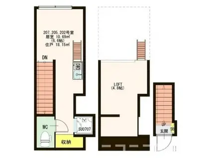 STAGE北新宿II(ワンルーム/2階)の間取り写真