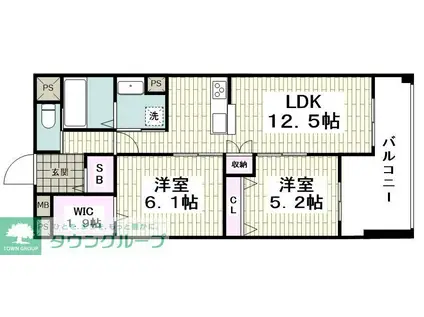 FK&Y(2LDK/6階)の間取り写真