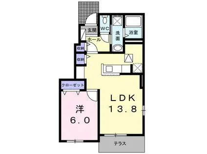 クリスティI(1LDK/1階)の間取り写真