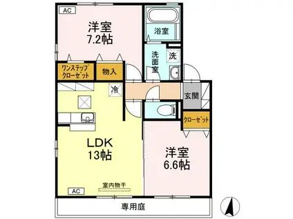 サンモール・Y A(2LDK/1階)の間取り写真