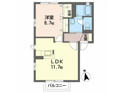 エコ・プリーマB(1LDK/1階)の間取り写真