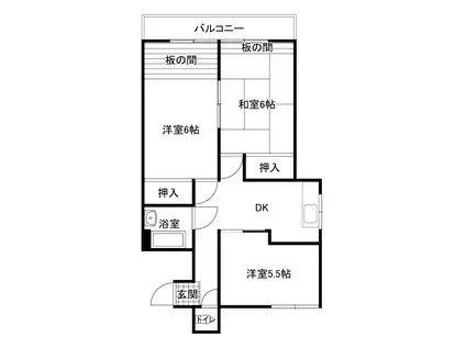 サーフサイドビル到津(3DK/2階)の間取り写真