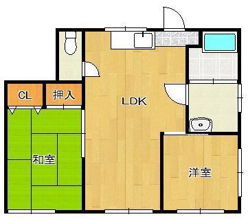 丸味ビル(2LDK/3階)の間取り写真