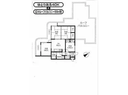朝日プラザ向山(4DK/5階)の間取り写真