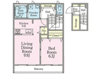 サントル上北沢(1LDK/2階)の間取り写真