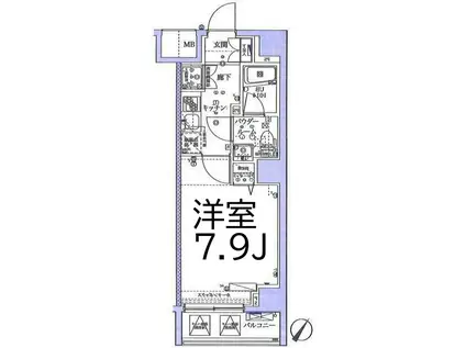 スクエアシティ横浜新子安(1K/6階)の間取り写真