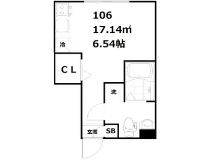 ガーデン雑色(ワンルーム/1階)の間取り写真