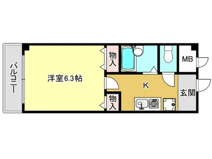 オークハイツ (1K/7階)の間取り写真