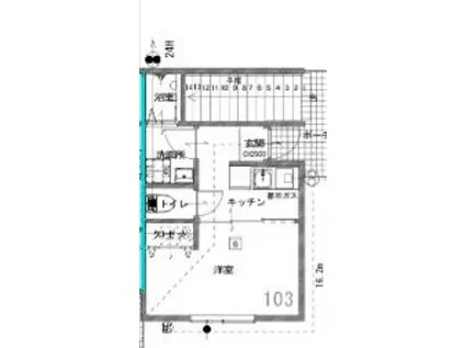 パスティア新倉敷(1K/1階)の間取り写真