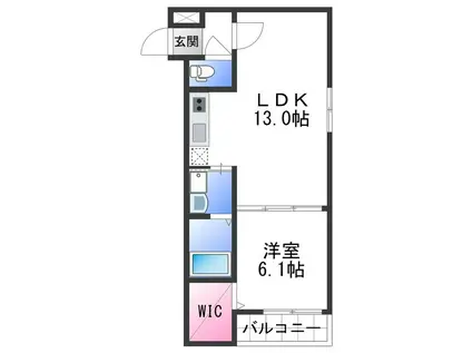 フジパレス市駅東イースト(1LDK/1階)の間取り写真