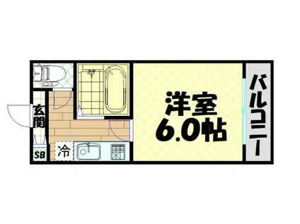 マンションタワーサイド(1K/2階)の間取り写真
