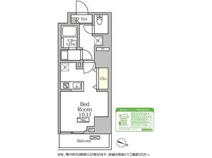 コートレジデンス南大塚(ワンルーム/11階)の間取り写真