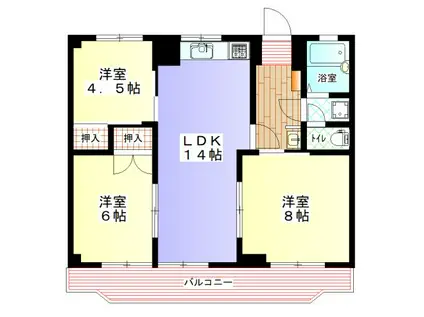 メゾン一の坂(3LDK/2階)の間取り写真