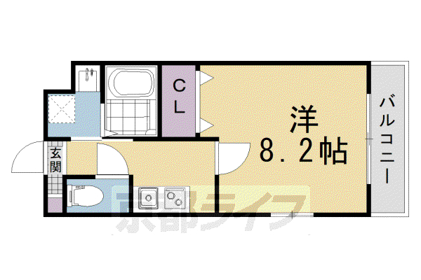 クオリエ丹波口駅前(1K/2階)の間取り写真