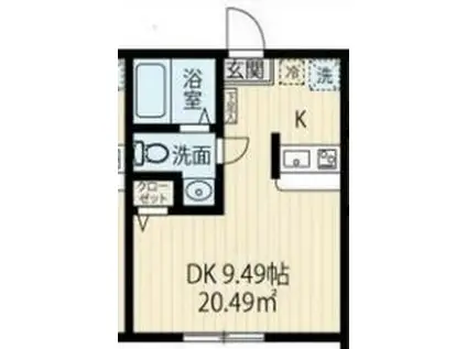 ラフィーネ上大岡IIB棟(ワンルーム/1階)の間取り写真