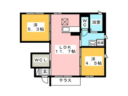 ＪＲ東海道本線 平塚駅 バス乗車時間：14分 最寄りバス停で下車 徒歩2分 2階建 築17年(2LDK/1階)の間取り写真