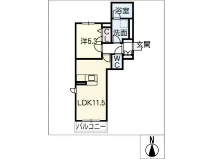 エスポワールひかり(1LDK/2階)の間取り写真
