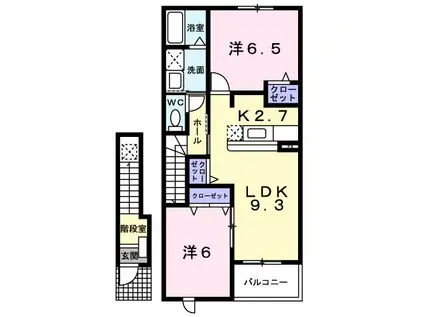 ミルフィーユII(2LDK/2階)の間取り写真