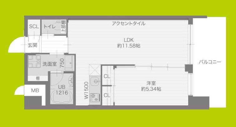 プレジオ城東(1LDK/11階)の間取り写真