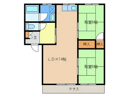 グロウシック2号館(2LDK/1階)の間取り写真