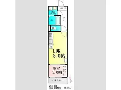 AMELO台原(1LDK/2階)の間取り写真