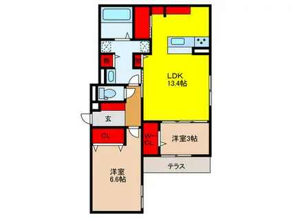 CLASHIST新森(2LDK/2階)の間取り写真