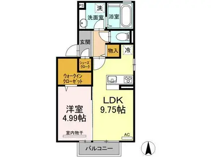 サンクスファミリーB(1LDK/2階)の間取り写真