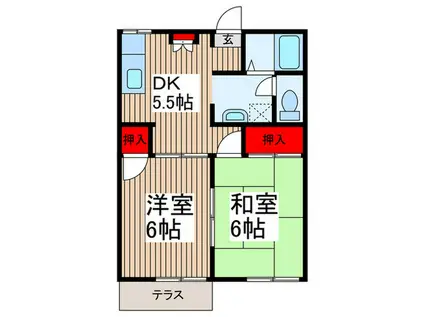 スペ-スガーデン日高(2DK/1階)の間取り写真