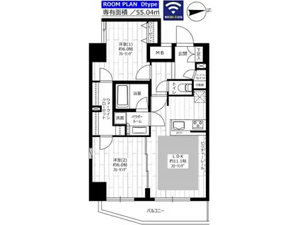 ステージファースト新御徒町II(2LDK/12階)の間取り写真