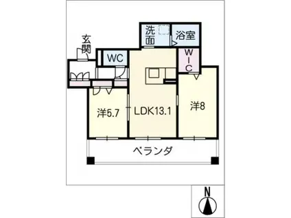 セントリィ(2LDK/4階)の間取り写真