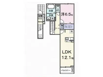 豊橋鉄道東田本線 運動公園前駅(愛知) 徒歩24分 2階建 築1年(1LDK/2階)の間取り写真