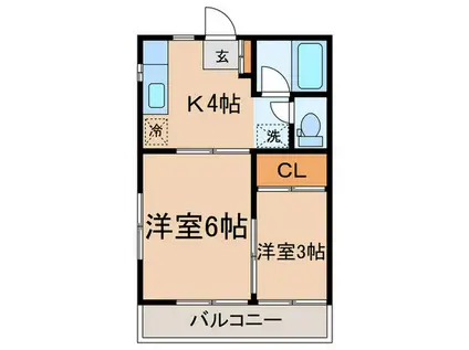 カーサ山屋(2K/1階)の間取り写真