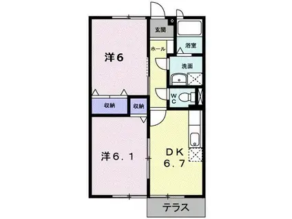 メゾン・ロイヤルB(2DK/1階)の間取り写真