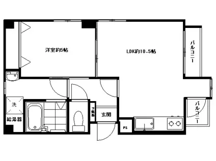 和光ビル(1LDK/6階)の間取り写真