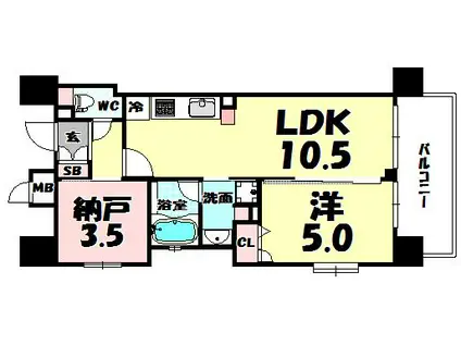 クリスタルエグゼ心斎橋(2LDK/5階)の間取り写真