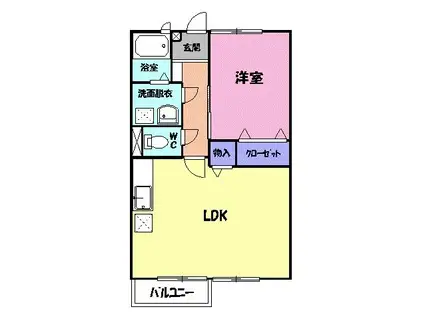 レイシェル(1LDK/2階)の間取り写真