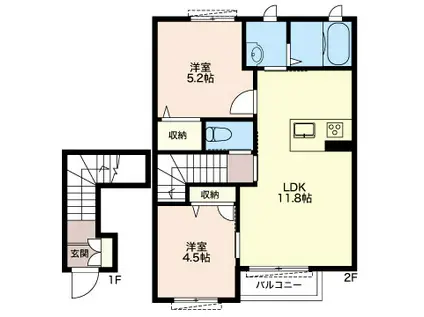 USY由比ヶ浜海岸(2LDK/2階)の間取り写真