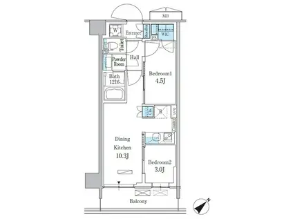 レジデンスオカベ(1K/2階)の間取り写真