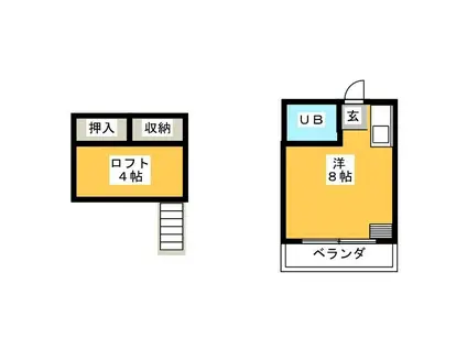 メゾンドたかの台(ワンルーム/2階)の間取り写真
