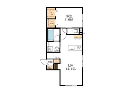 VILLAすがやK(1SLDK/1階)の間取り写真