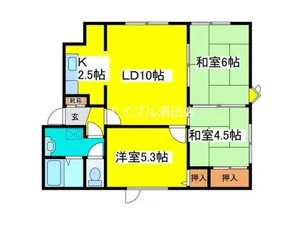 カーサ清田B(3LDK/2階)の間取り写真