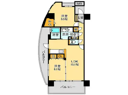 ナザレ・モリヤ(2LDK/7階)の間取り写真