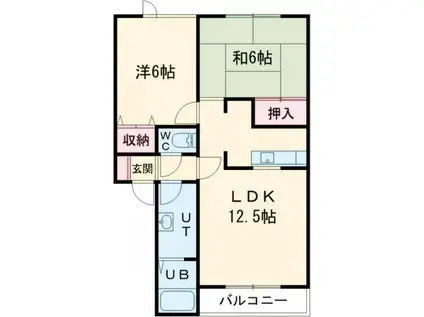 トータス西桔梗B棟(2LDK/2階)の間取り写真