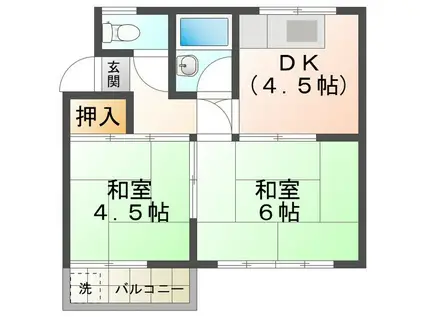 ソシアY(2DK/2階)の間取り写真