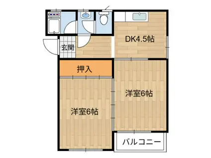 リ・カーサ今池I(2DK/2階)の間取り写真