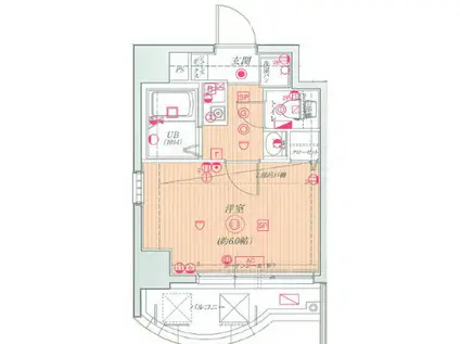 エステムコート神戸三宮山手センティール(1K/4階)の間取り写真