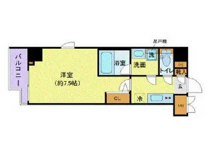 ZOOM市谷本村町(1K/5階)の間取り写真